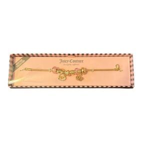 Juicy Couture Gold Charm Bracelet Heart Crown Dangle Stackable